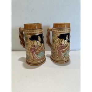 lot of 2 Vintage German Style Beer Steins 7” Made in Japan stein excellent